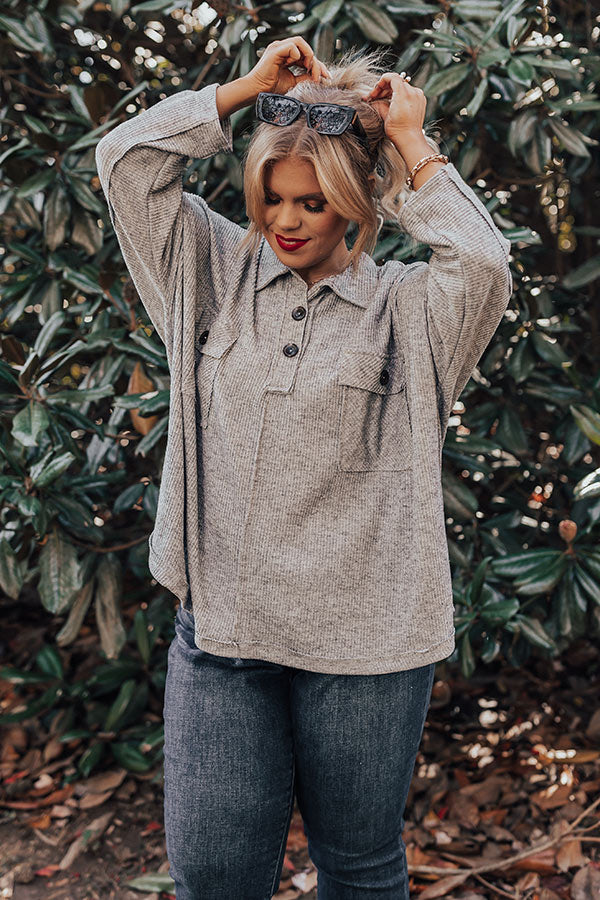 Free Fallin' Shift Top In Grey Curves