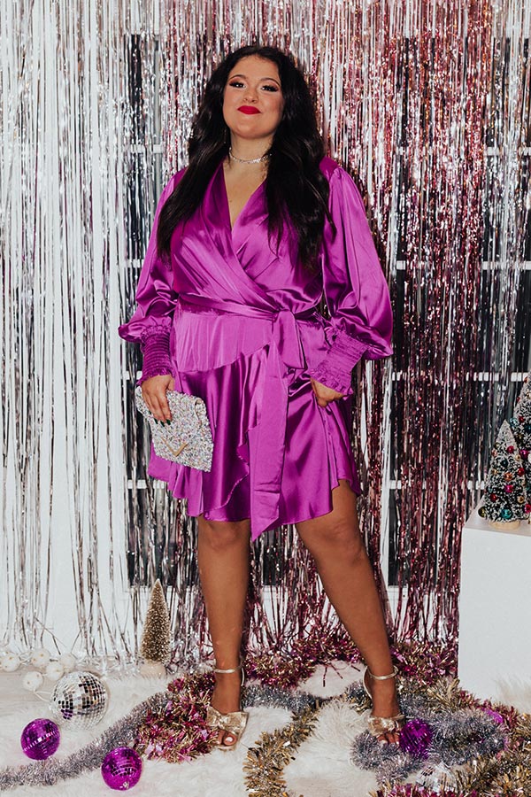 First Class Ticket Satin Dress In Orchid Curves Image - 1