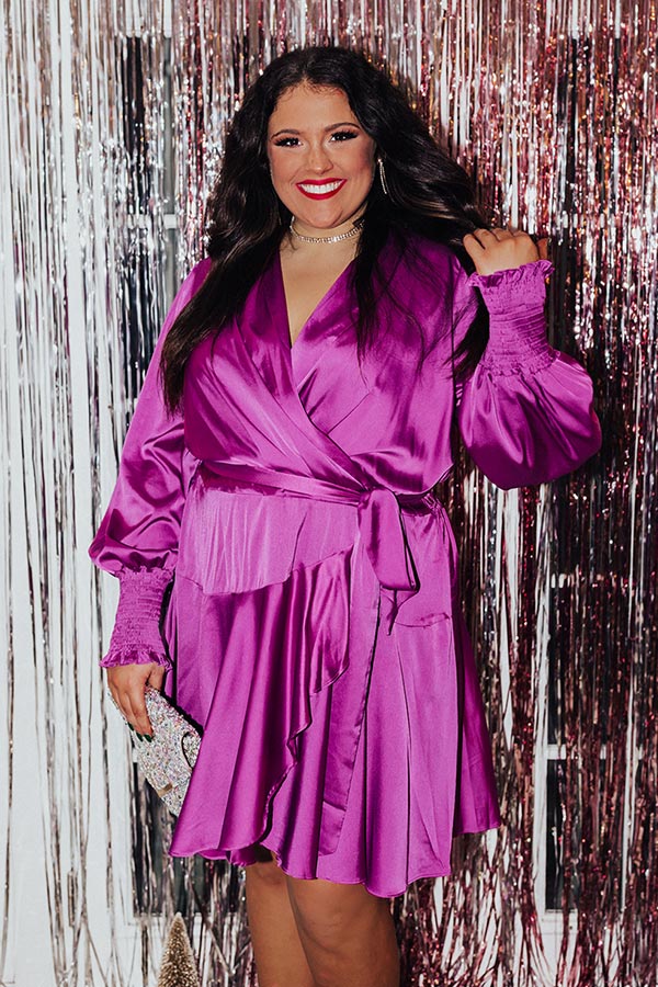 First Class Ticket Satin Dress In Orchid Curves Image - 2