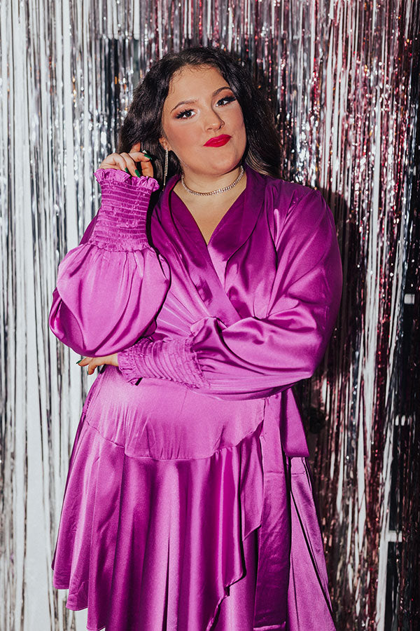 First Class Ticket Satin Dress In Orchid Curves Image - 3