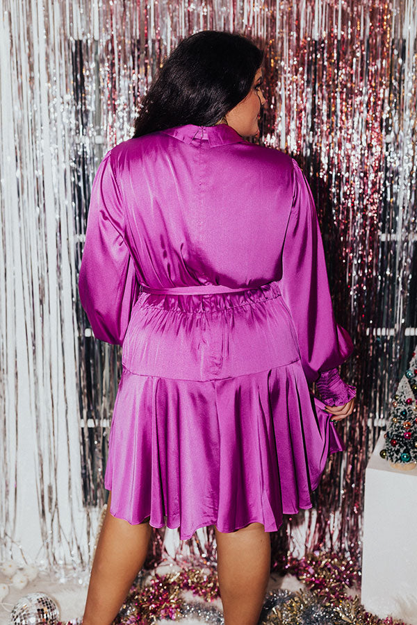 First Class Ticket Satin Dress In Orchid Curves Image - 4