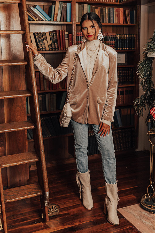 So Stylish Velvet Blazer In Iced Latte Image - 3