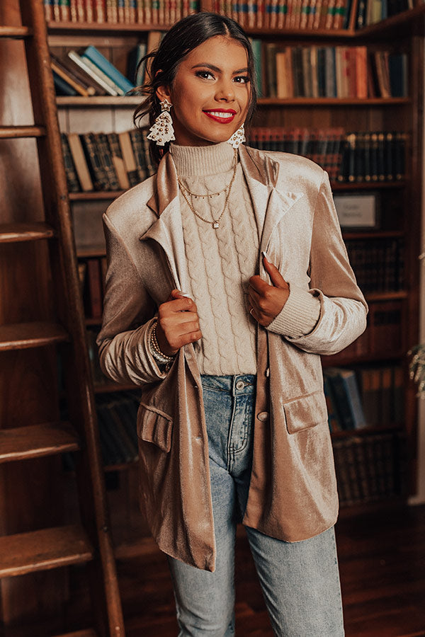 So Stylish Velvet Blazer In Iced Latte Image - 2