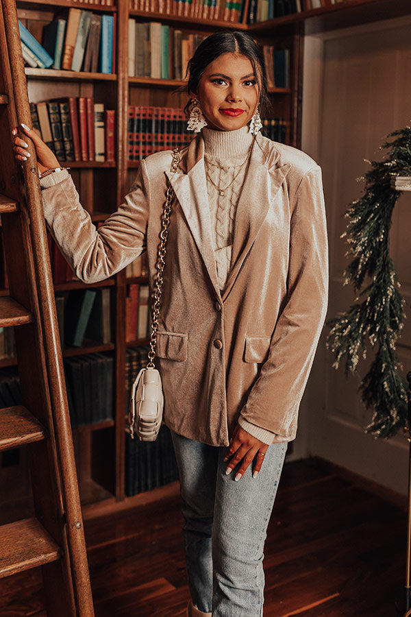 So Stylish Velvet Blazer In Iced Latte Image - 5