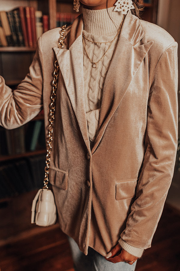 So Stylish Velvet Blazer In Iced Latte Image - 4