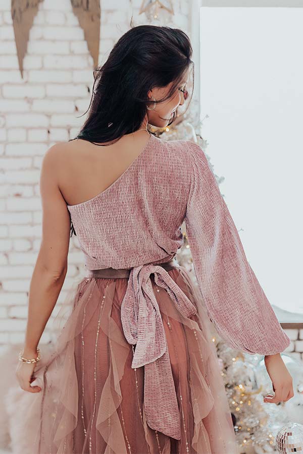 Tea In London Velvet Top In Dusty Purple Image - 5