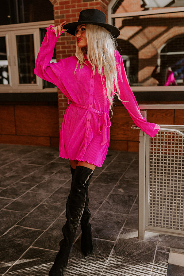 True To Form Pleated Dress In Fuchsia Image - 1
