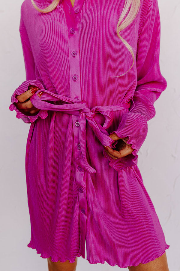 True To Form Pleated Dress In Fuchsia Image - 4
