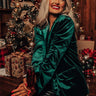 So Stylish Velvet Blazer In Hunter Green Image - 1