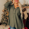 East Side Chic Waffle Knit Top In Forest Image - 1