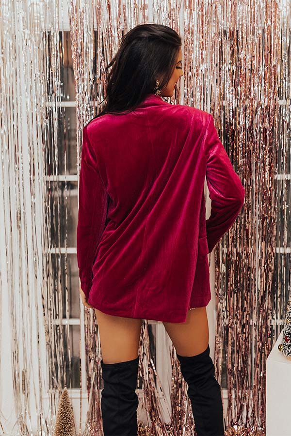 So Stylish Velvet Blazer In Fuchsia Image - 3