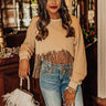 Tea Reader Fringe Crop Sweater In Khaki Image - 1