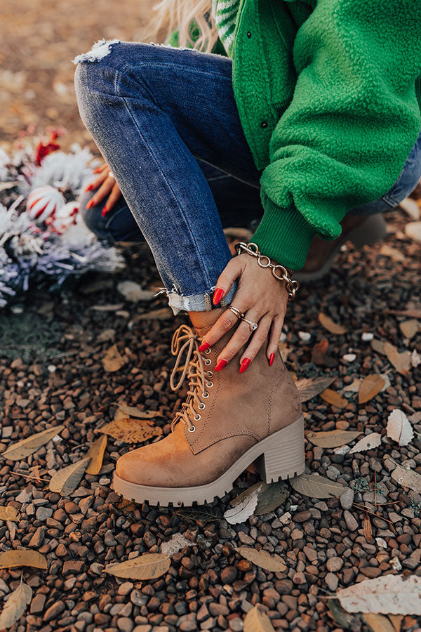 The Timber Faux Suede Bootie In Brown Image - 3