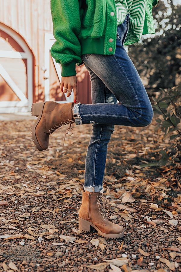 The Timber Faux Suede Bootie In Brown Image - 2