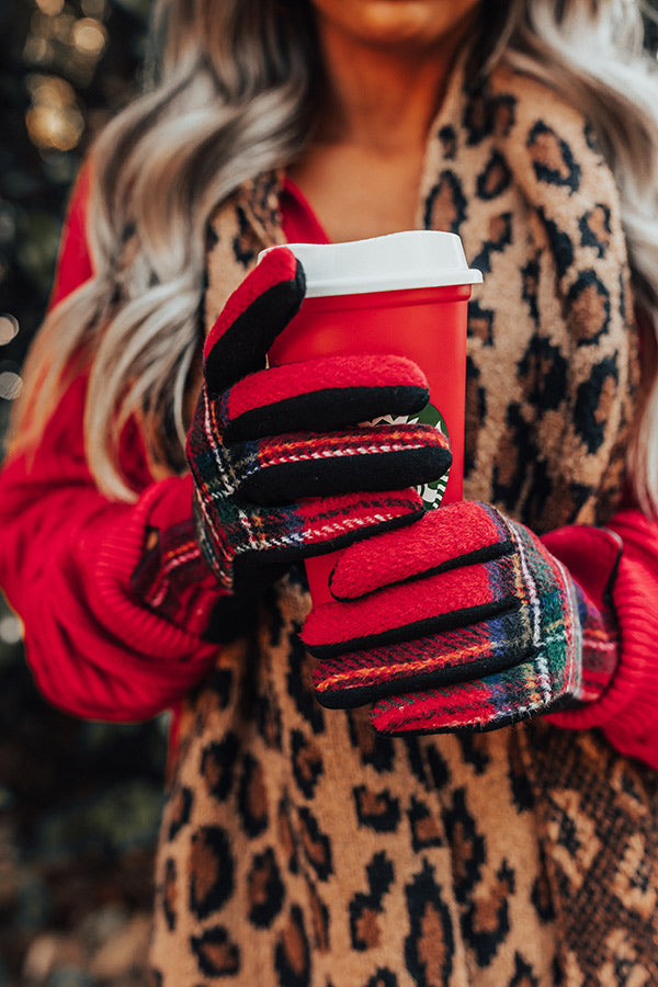 Ski Lift Kisses Plaid Tech Gloves Image - 1