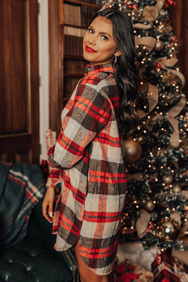Peppermint Kisses Flannel Tunic Dress In Chocolate Image - 3