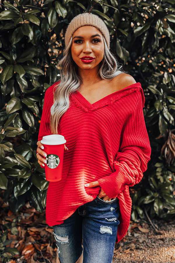 Sitting Fireside Sweater In Red