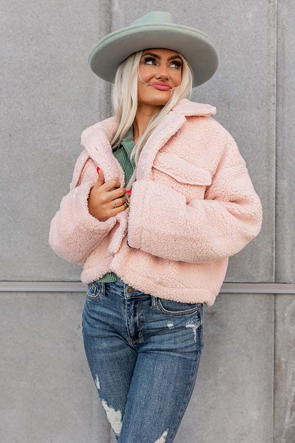Wintry Winds Sherpa Jacket In Pink