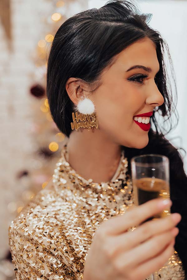 Happy New Year Earrings Image - 1