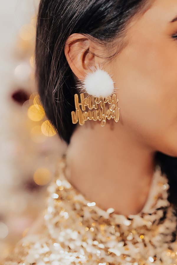 Happy New Year Earrings Image - 2