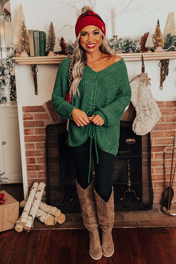 Insta Obsessed Knit Sweater In Hunter Green Image - 4