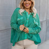 Making It Work Waffle Knit Top In Green Curves Image - 1