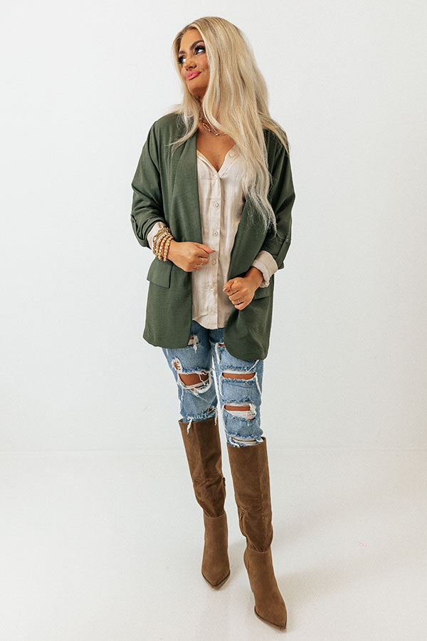 Popular Song Blazer In Olive Image - 2