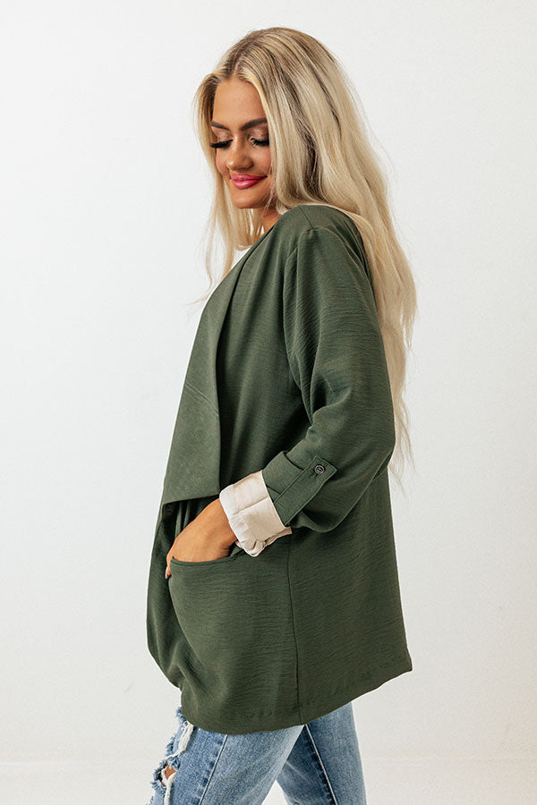 Popular Song Blazer In Olive Image - 3
