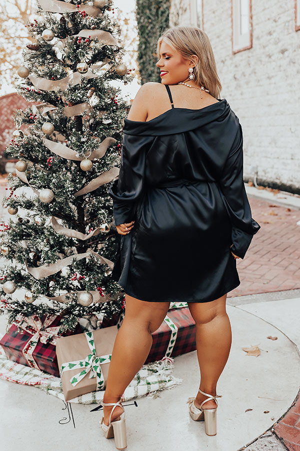 More Pinot, Please Satin Dress In Black Curves Image - 5