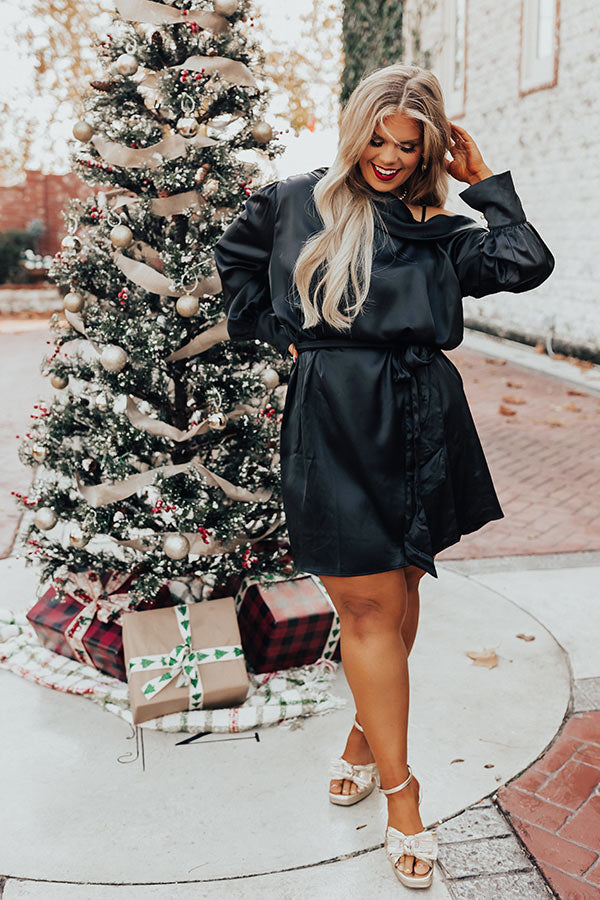 More Pinot, Please Satin Dress In Black Curves Image - 1