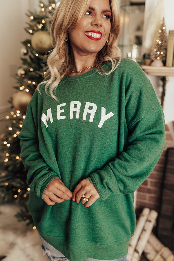 Very Merry Graphic Sweatshirt In Green Curves Image - 4