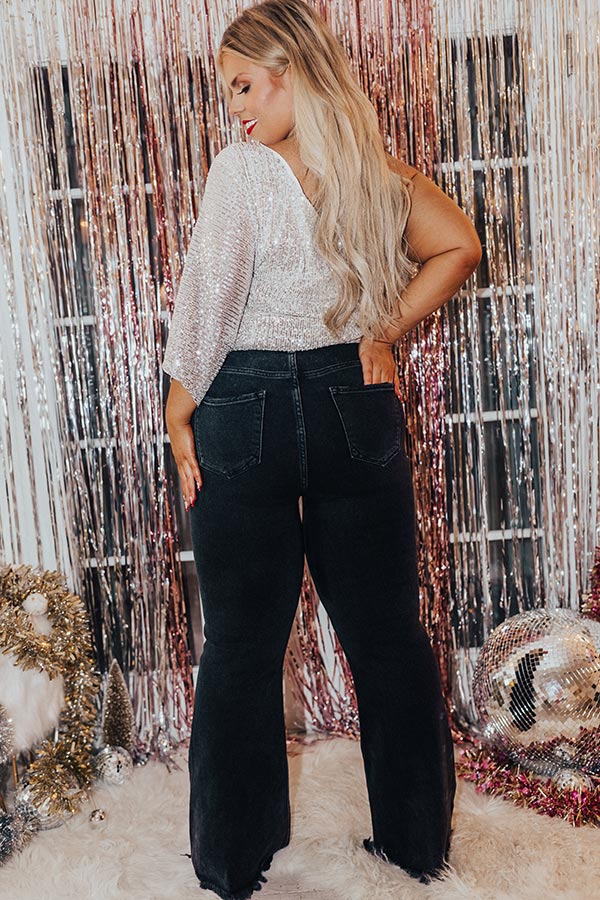 Risen The Laura High Waist Distressed Flare in Black Curves Image - 4