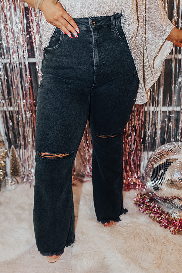 Risen The Laura High Waist Distressed Flare in Black Curves Image - 5