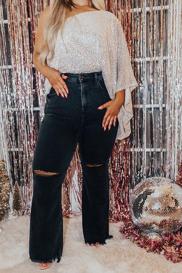 Risen The Laura High Waist Distressed Flare in Black Curves Image - 1