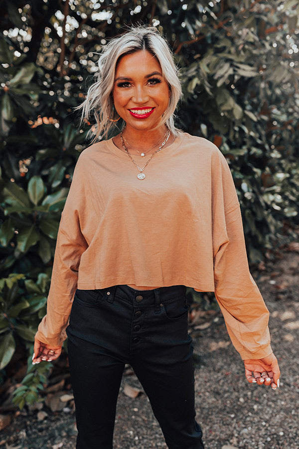 Newly Obsessed Crop Top In Camel Image - 1