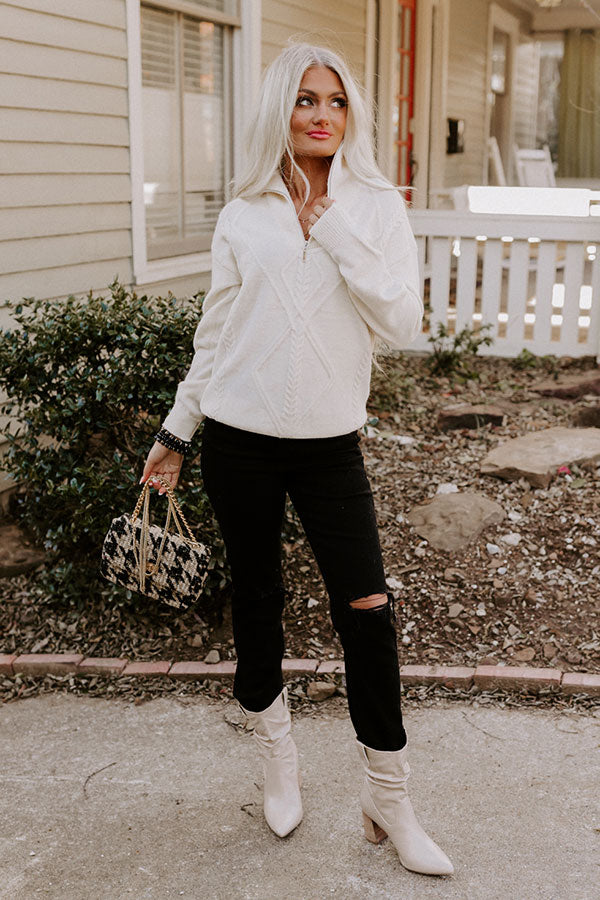Sweet Moment Cable Knit Sweater in Cream Image - 1