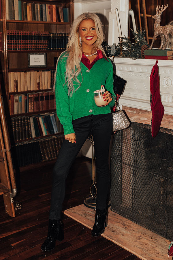 Merriest Ever Cardigan In Green Image - 2
