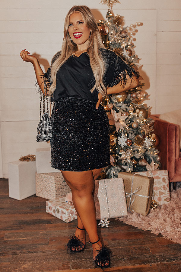 Chasing The Spotlight Sequin Skirt In Black Curves Image - 2