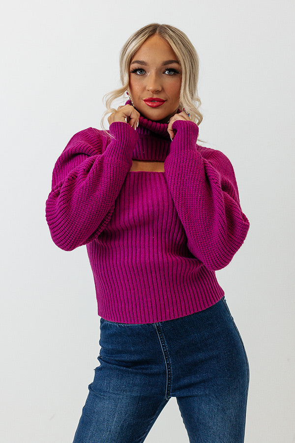 Cozy Paradise Cut Out Sweater In Violet Image - 1