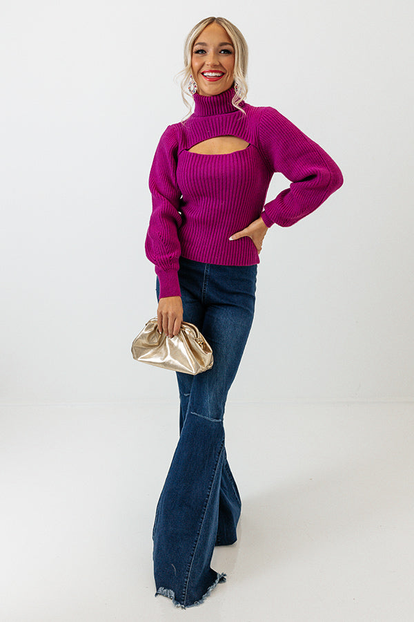 Cozy Paradise Cut Out Sweater In Violet Image - 2