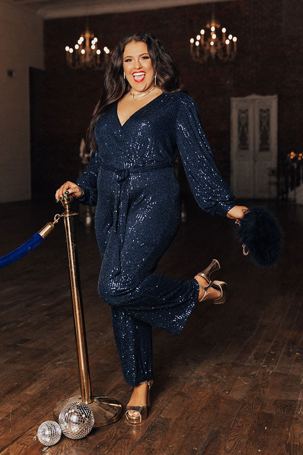 Heart Filled With Love Sequin Jumpsuit In Navy Curves Image - 1