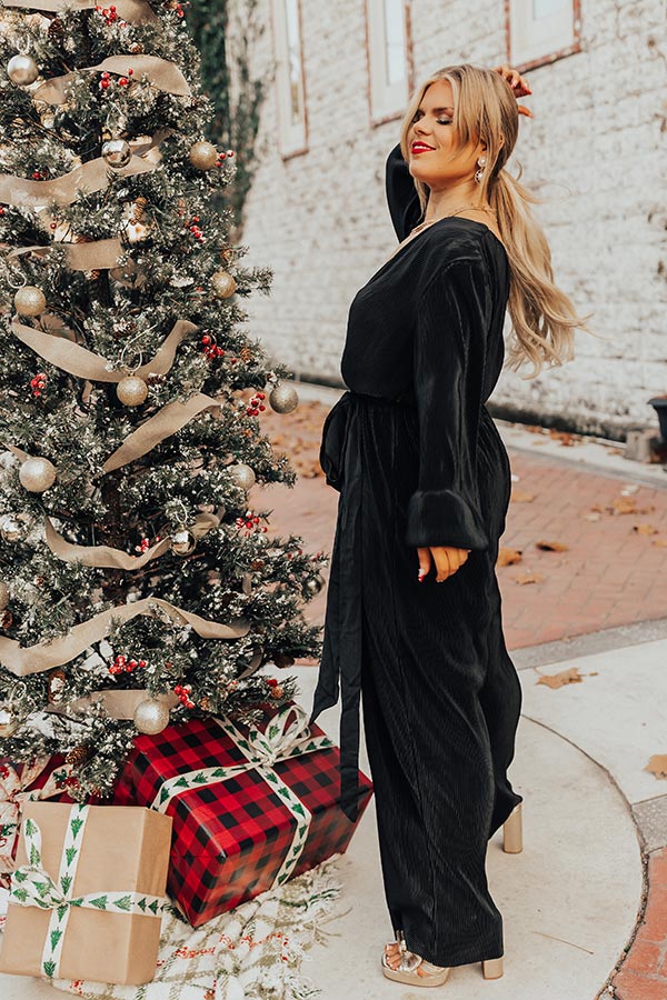 Macarons At Midnight Pleated Jumpsuit In Black Curves Image - 3