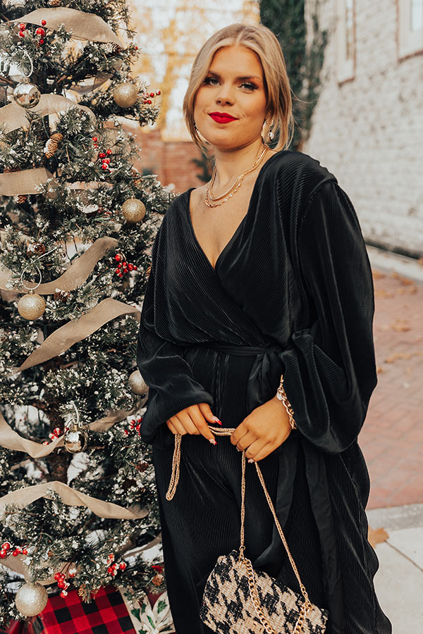 Macarons At Midnight Pleated Jumpsuit In Black Curves Image - 5