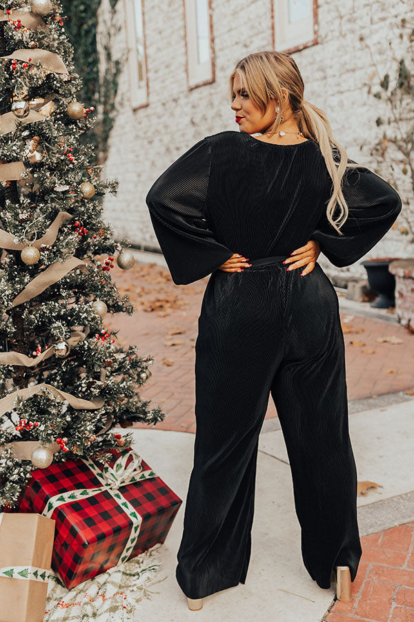 Macarons At Midnight Pleated Jumpsuit In Black Curves Image - 4