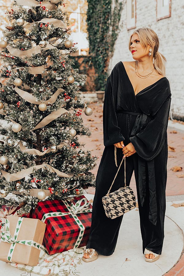 Macarons At Midnight Pleated Jumpsuit In Black Curves Image - 1