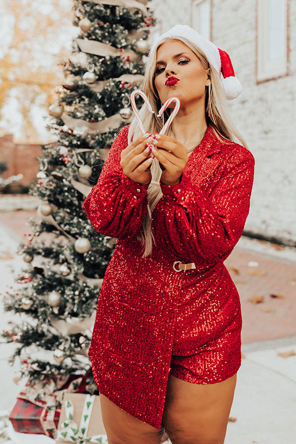 Better By Moonlight Sequin Romper In Red Curves Image - 1