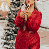 Better By Moonlight Sequin Romper In Red Curves Image - 1