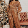 Endless Nights Pleated Jumpsuit In Rose Gold Curves Image - 1
