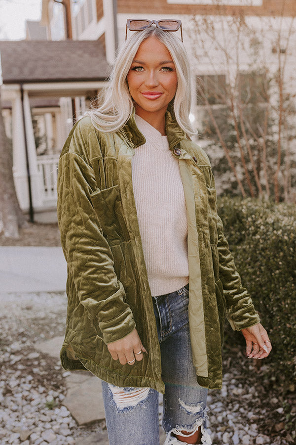 Warmest Wishes Velvet Jacket In Lime Image - 3