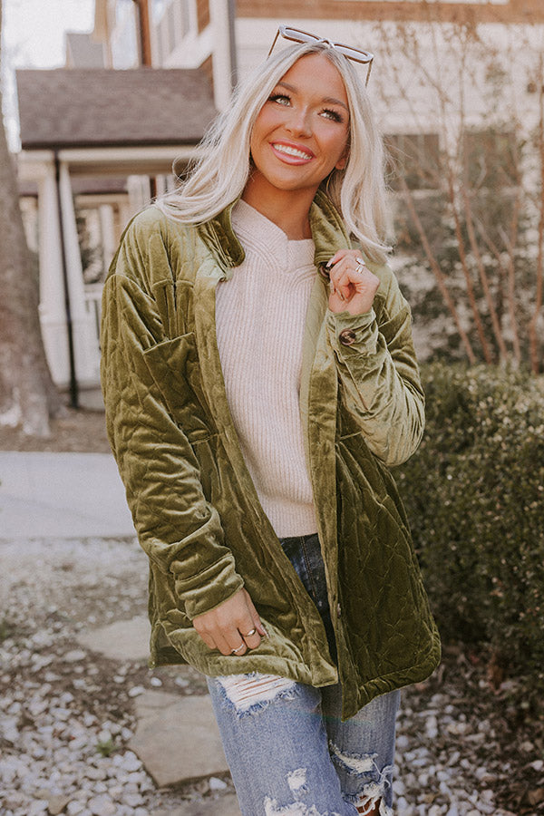 Warmest Wishes Velvet Jacket In Lime Image - 1